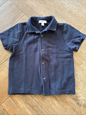 Reiss Kids Dark Blue Short-Sleeve Button Polo